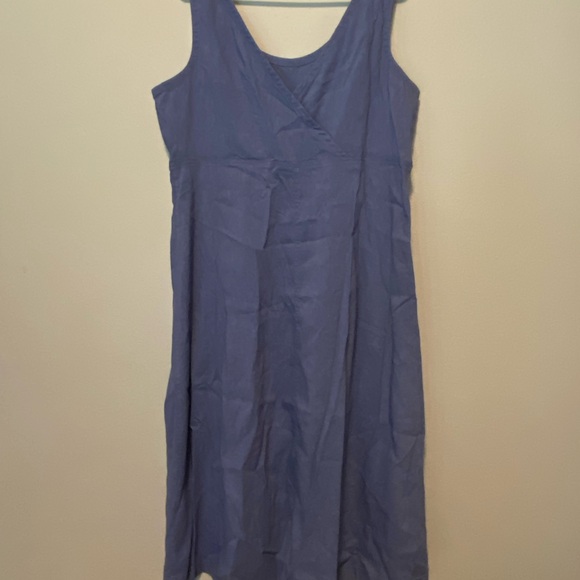 NWT Eileen Fisher U Neck Aster Blue Sleeveless Linen Viscose Stretch Large Dress - Picture 2 of 9